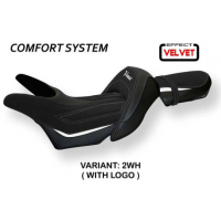 HOUSSE DE SELLE COMPATIBLE YAMAHA V-MAX 1700 (08-17) MODÈLE ODESSA VELVET - Logo : AVEC LOGO, Couleur : ARGENT, Type : CONFORT