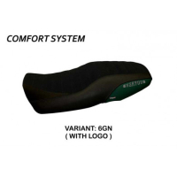 HOUSSE DE SELLE COMPATIBLE  YAMAHA XSR 900 (16-20) MODÈLE PUERTO RICO 5 - Couleur : NOIR, Type : CONFORT, Logo : AVEC LOGO