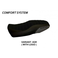 HOUSSE DE SELLE COMPATIBLE  YAMAHA XSR 900 (16-20) MODÈLE PUERTO RICO 5 - Couleur : ROUGE, Type : CONFORT, Logo : AVEC LOGO