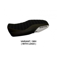 HOUSSE DE SELLE COMPATIBLE  YAMAHA XSR 900 (16-20) MODÈLE PUERTO RICO 5 - Logo : AVEC LOGO, Couleur : BLANC, Type : CONFORT