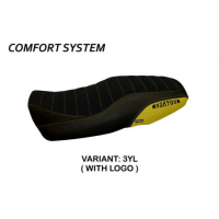 HOUSSE DE SELLE COMPATIBLE  YAMAHA XSR 900 (16-20) MODÈLE PUERTO RICO 5 - Logo : AVEC LOGO, Couleur : JAUNE, Type : CONFORT