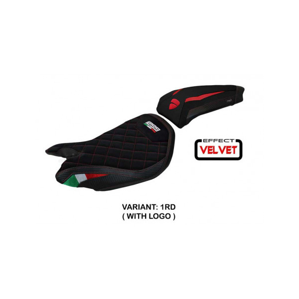 HOUSSE DE SELLE COMPATIBLE DUCATI PANIGALE 959 (15-18) MODELE GIRONA - Logo : AVEC LOGO, Couleur : ROUGE, Type : STANDARD