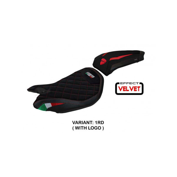 HOUSSE DE SELLE COMPATIBLE DUCATI PANIGALE 959 (16-18) MODELE GIRONA - Logo : AVEC LOGO, Couleur : ROUGE, Type : STANDARD