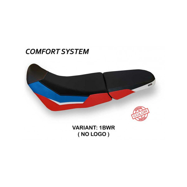 HOUSSE DE SELLE COMPATIBLE HONDA AFRICA TWIN 1000 ADVENTURE (18-19) MODÈLE GAND - Type : CONFORT, Logo : SANS LOGO, Couleur : BLEU-BLANC-ROUGE