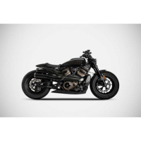 Ligne complète 2 en 1 en 2 gt inox Harley 1250 Sportster Zard - Options : noir, Version : racing, Embout : embout carbone, Matière : inox 