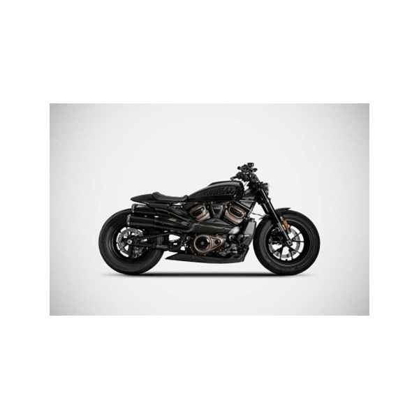 Ligne complète 2 en 1 en 2 gt inox Harley 1250 Sportster Zard - Version : racing, Options : noir, Matière : inox, Embout : embout carbone