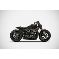 Ligne complète 2 en 1 en 2 gt inox Harley 1250 Sportster Zard - Options : noir, Version : racing, Embout : embout carbone, Matière : inox