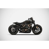 Ligne complète 2 en 1 en 2 gt inox Harley 1250 Sportster Zard - Version : racing, Options : noir, Matière : inox, Embout : embout carbone
