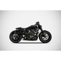 Ligne complète 2 en 1 en 2 gt inox Harley 1250 Sportster Zard - Version : racing, Options : noir, Matière : inox, Embout : embout carbone