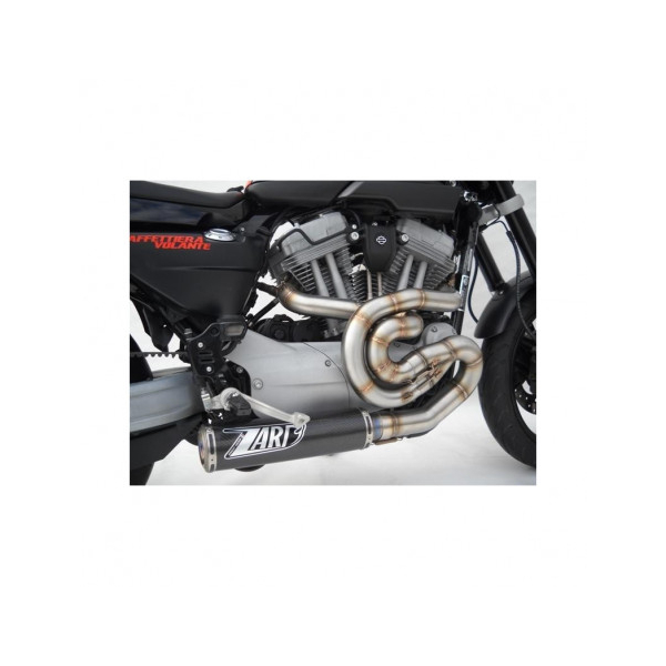 Ligne complète d'échappement inox carbone Zard - Options : noir, Version : racing, Embout : embout inox, Matière : titane