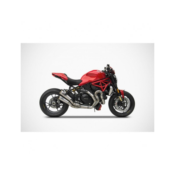Ligne d'échappement 2 en 1 en 2 inox Ducati monster 1200 s Zard - Version : racing, Options : noir, Matière : inox, Embout : embout bronze