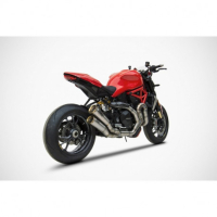 Ligne d'échappement 2 en 1 en 2 inox Ducati monster 1200 s Zard - Version : racing, Options : noir, Matière : inox, Embout : embout bronze