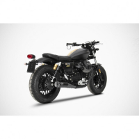 Double échappements slim inox guzzi v9 Zard - Version : racing, Options : noir, Matière : inox, Embout : embout bronze