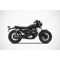Double échappements slim inox guzzi v9 Zard - Options : sans option, Matière : inox, Embout : embout bronze, Version : homologué