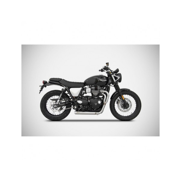 Ligne d'échappement cross basse inox Zard - Version : racing, Options : noir, Matière : inox, Embout : embout inox
