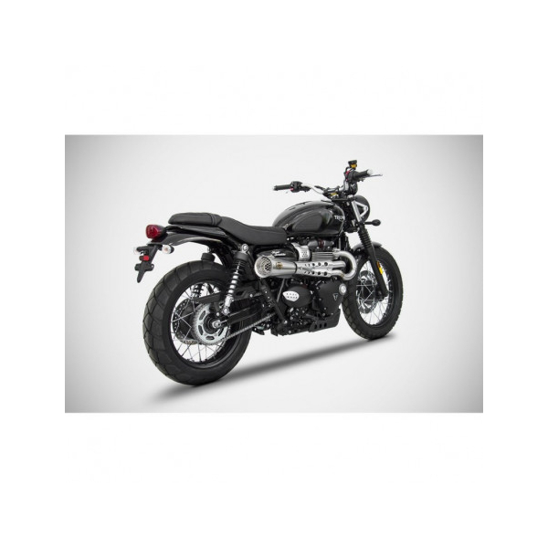 Ligne d'échappement tiger 70 haut inox Zard - Version : racing, Options : noir, Matière : inox, Embout : embout bronze