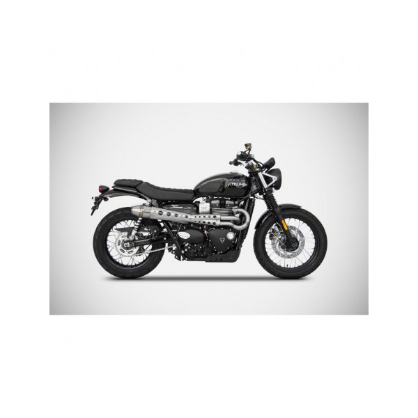Ligne d'échappement conic haut inox Zard - Version : racing, Options : noir, Matière : inox, Embout : embout inox