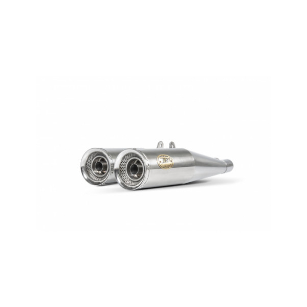 Double échappements Zuma chrome Guzzi v7 iii Zard - Version : racing, Options : noir, Matière : inox, Embout : embout inox