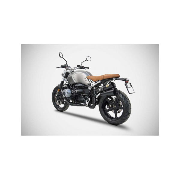 Echappement inox BMW R Nine T scrambler version hardy Zard - Options : noir, Version : racing, Embout : embout inox, Matière : inox