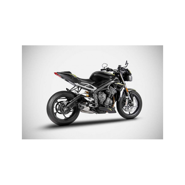 Echappement inox Triumph street triple 765 Zard - Options : sans option, Version : homologué, Embout : embout carbone, Matière : titane