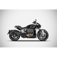 Echappement double sortie Triumph Rocket 3  Zard - Version : racing, Options : noir, Matière : inox, Embout : embout carbone