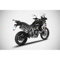Echappement haut Triumph Tiger 900 inox embout carbone Zard - Version : racing, Options : noir, Matière : inox, Embout : embout carbone 
