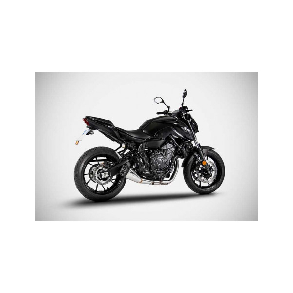Ligne complète d'échappement basse inox mt07 et xsr 700 Zard - Options : noir, Matière : inox, Embout : embout inox, Version : homologué