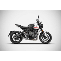 Ligne complète 3 en 1 inox Euro 5 avec embout carbone Triumph trident 660 Zard - Version : racing, Options : noir, Matière : inox, Embout : embout carbone