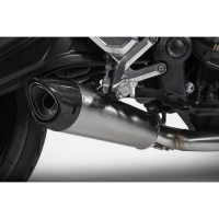 Ligne complète 3 en 1 inox Euro 5 avec embout carbone Triumph trident 660 Zard - Version : racing, Options : noir, Matière : inox, Embout : embout carbone