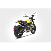 Echappement inox special edition Ducati scrambler Zard - Options : noir, Matière : inox, Embout : embout inox, Version : homologué