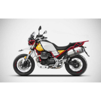 Echappement haut Moto Guzzi v85 tt Zard - Options : sans option, Matière : inox, Embout : embout carbone, Version : homologué