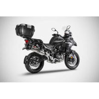 Echappement inox Benelli trk 502 x - Options : sans option, Matière : inox, Embout : embout carbone, Version : homologué