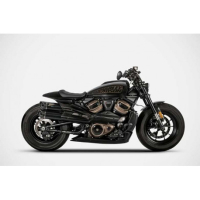Ligne complète 2 en 1 en 2 gt inox Harley 1250 Sportster Zard - Options : noir, Matière : inox, Embout : embout carbone, Version : homologué