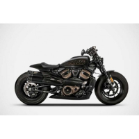 Ligne complète 2 en 1 en 2 gt inox Harley 1250 Sportster Zard - Options : noir, Version : homologué, Embout : embout carbone, Matière : inox 