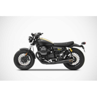 Double échappements slim inox guzzi v9 Zard - Version : racing, Options : sans option, Matière : inox, Embout : embout bronze 