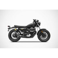 Double échappements big style inox guzzi v9 Zard - Options : noir, Matière : inox, Embout : embout bronze, Version : homologué