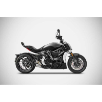 Ligne complète inox 2 en 1 en 2 Ducati x diavel Zard - Options : noir, Matière : inox, Embout : embout inox, Version : homologué