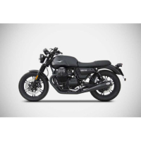 Double échappements Zuma chrome Guzzi v7 iii Zard - Options : noir, Matière : inox, Embout : embout inox, Version : homologué 