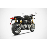 Double échappements coniques version thruxton 1200 Zard - Options : noir, Matière : titane, Embout : embout inox, Version : homologué 