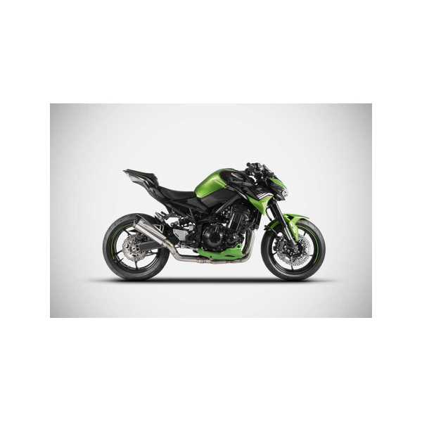Ligne complète d'échappement inox 4 en 1 Kawasaki Z900 Zard - Options : sans option, Matière : titane, Embout : embout carbone, Version : homologué
