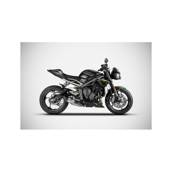 Echappement inox Triumph street triple 765 Zard - Options : noir, Matière : titane, Embout : embout carbone, Version : homologué