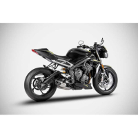 Echappement inox Triumph street triple 765 Zard - Options : noir, Version : homologué, Embout : embout carbone, Matière : titane