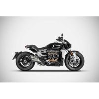 Echappement double sortie Triumph Rocket 3  Zard - Options : noir, Matière : inox, Embout : embout carbone, Version : homologué