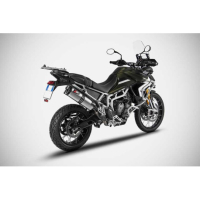 Echappement haut Triumph Tiger 900 inox embout carbone Zard - Options : sans option, Matière : inox, Embout : embout carbone, Version : homologué