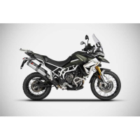 Echappement haut Triumph Tiger 900 inox embout carbone Zard - Options : noir, Matière : inox, Embout : embout carbone, Version : homologué