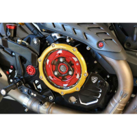 Couvercle transparent pour embrayages à huile Ducati - Couleur entourage : OR, Couleur carter : ROUGE