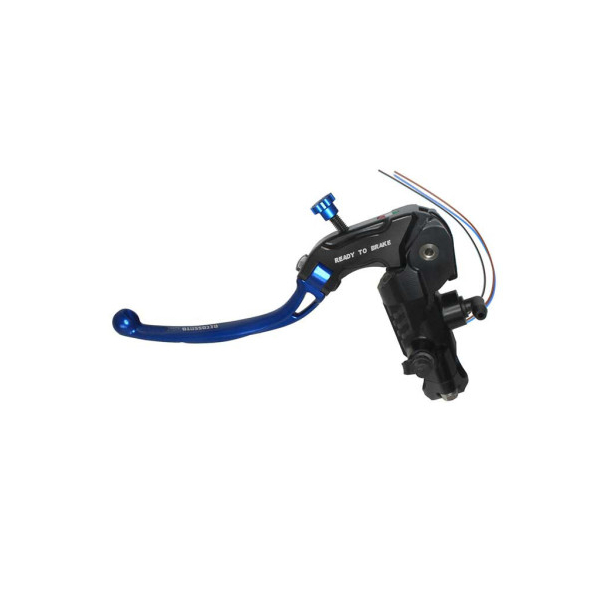 EMBRAYAGE MAITRE CYLINDRE READY TO BRAKE ALU CNC 16X16 LEVIER REPLIABLE - Couleur : BLEU, Type : Long