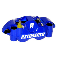 ETRIER MONOBLOC GAUCHE FORGE ENTRAXE 108 - Version : plaquettes ZXC, Couleur : anodisé bleu