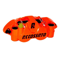 ETRIER MONOBLOC GAUCHE FORGE ENTRAXE 108 - Version : plaquettes ZXC, Couleur : anodisé rouge