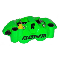 ETRIER MONOBLOC GAUCHE FORGE ENTRAXE 108 - Version : plaquettes ZXC, Couleur : vernis vert fluo